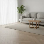 Parchet laminat herringbone maro-cenușiu, nervuri fine de stejar bej, Alsafloor 542 Chokeberry Oak, 12 mm, 615x123 mm