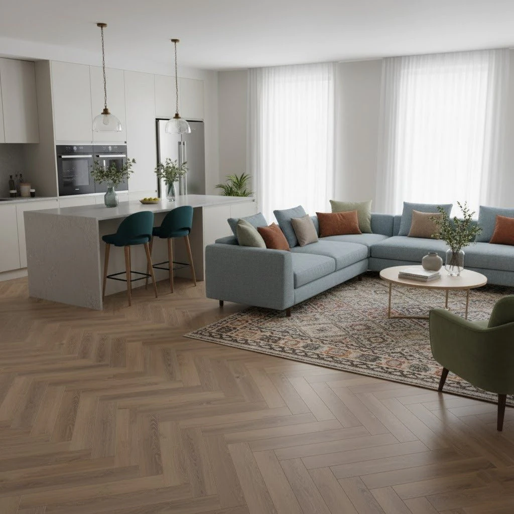 Parchet laminat Herringbone 12mm AC6 4V 5G 622 Balearic Oak Alsafloor - Parchet herringbone