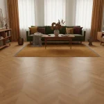 Parchet laminat nuanță aurie naturală Supreme 8mm 33 AC6 281B Chevron Espiga Dijon Durable Finsa - Parchet chevron