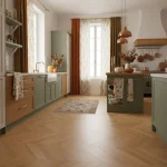 Parchet laminat nuanță aurie naturală Supreme 8mm 33 AC6 281B Chevron Espiga Dijon Durable Finsa