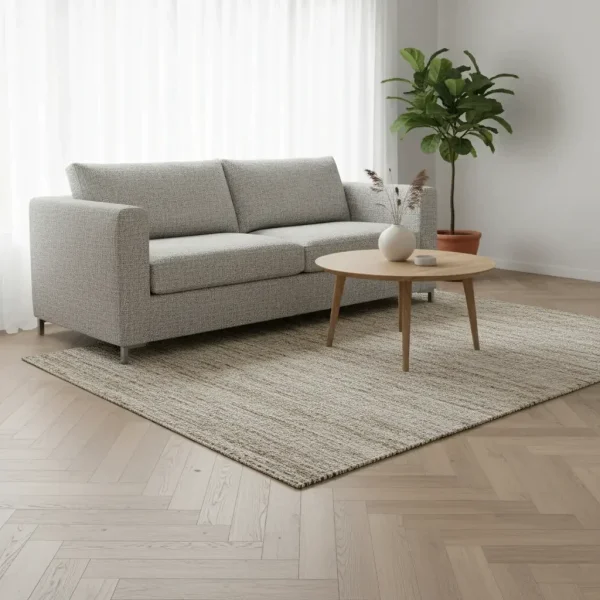 Parchet laminat herringbone maro-cenușiu, nervuri fine de stejar bej, Alsafloor 542 Chokeberry Oak, 12 mm, 615x123 mm
