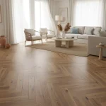 Parchet triplustratificat stejar Mainland maro cald, periat, 130x725x14 mm, Herringbone, Barlinek - Parchet herringbone