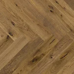 Parchet triplustratificat stejar Mainland maro cald, periat, 130x725x14 mm, Herringbone, Barlinek - Parchet herringbone