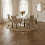 Parchet triplustratificat stejar Mainland maro cald, periat, 130x725x14 mm, Herringbone, Barlinek - Parchet herringbone