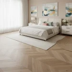 Parchet stejar alb-crem cu model chevron, Stejar Balos, Barlinek, 725x130x14 mm - Parchet chevron