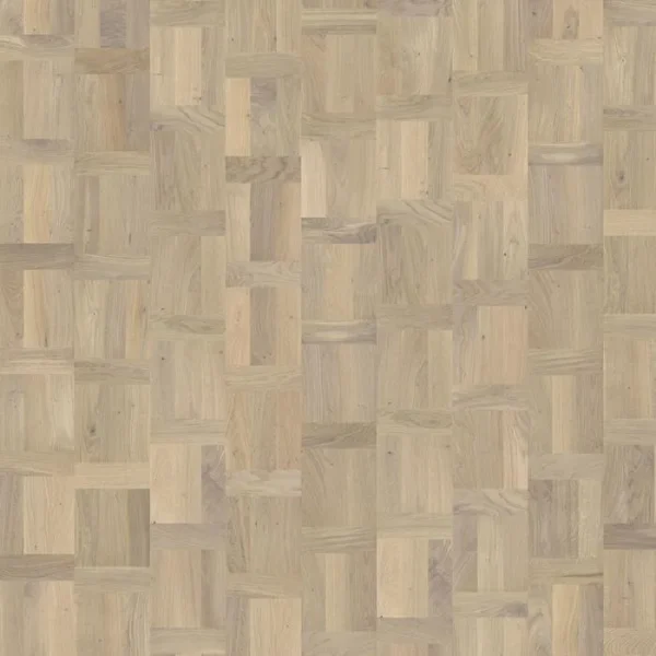 Parchet triplu-stratificat din stejar alb lacuit mat periat Palazzo Biondo, French pattern, Kahrs, 2426x198.5x15 mm