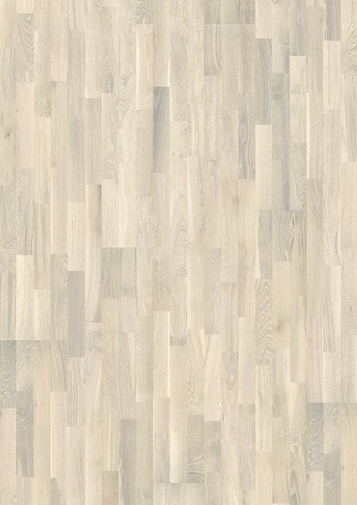 Parchet triplustratificat Stejar, alb, lacuit mat, 2423x200x15 mm, Harmony, Kahrs