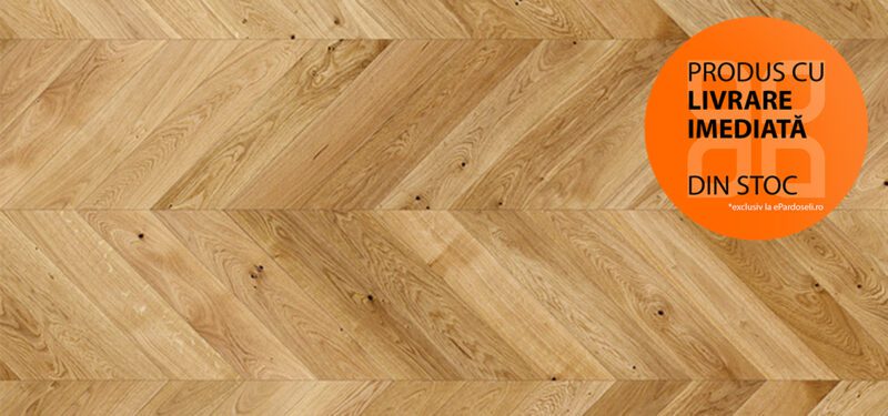 Parchet stratificat Caramel Chevron lac mat natur, Barlinek, 0.725 m x 130 mm x 14 mm