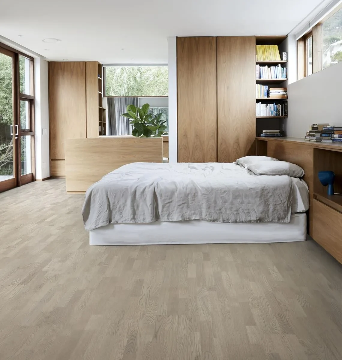 40941 Parchet din stejar lacuit ultra mat periat alb-gri, 2423x200x15 mm, Kahrs Lumen Twilight