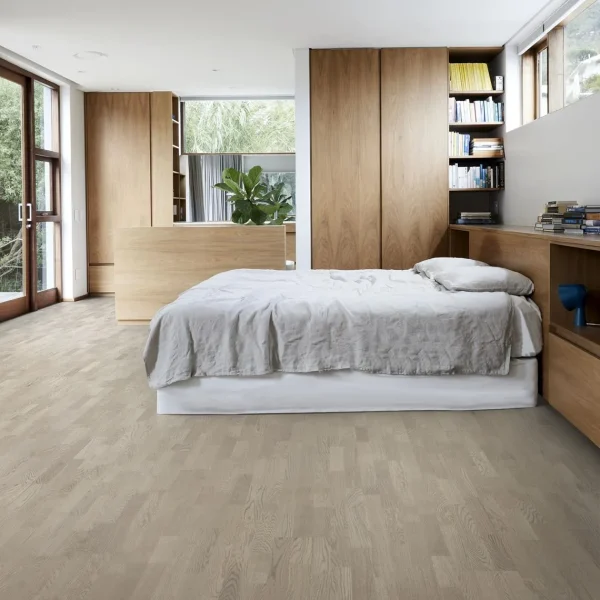 Parchet din stejar lacuit ultra mat periat alb-gri, 2423x200x15 mm, Kahrs Lumen Twilight