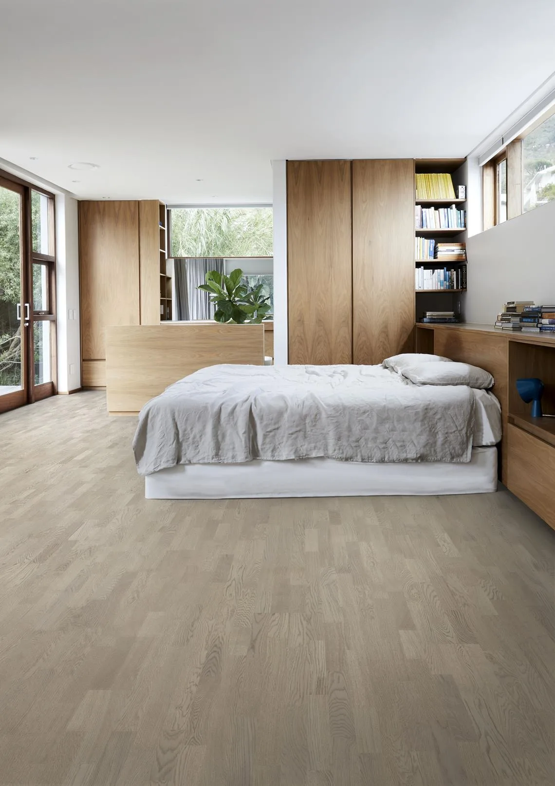 Parchet triplustratificat Stejar, alb-gri, lacuit ultra mat, 2423x200x15 mm, Lumen Twilight, Kahrs