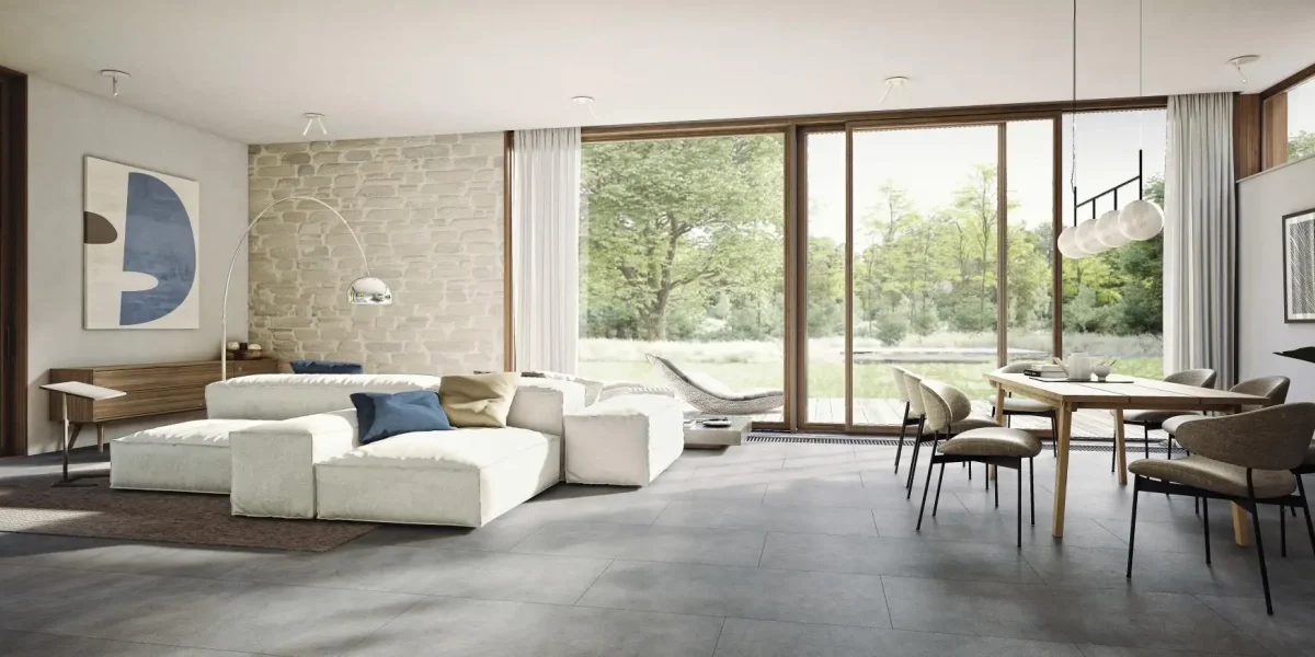 Pardoseală SPC gri beton mat, Amaron XXL Tokio Concrete 914x457,CA 150 914x457 mm