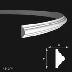 Brau poliuretan Gaudi, decorativ, flexibil, alb, 41x20x2000 mm