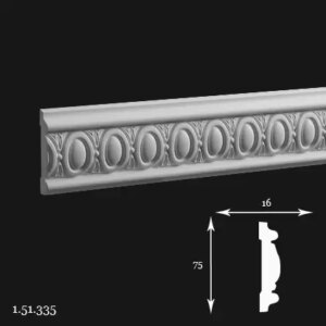 Brau decorativ, alb, ornamente ovale, Gaudi 1.51.335, 75x16x2000 mm