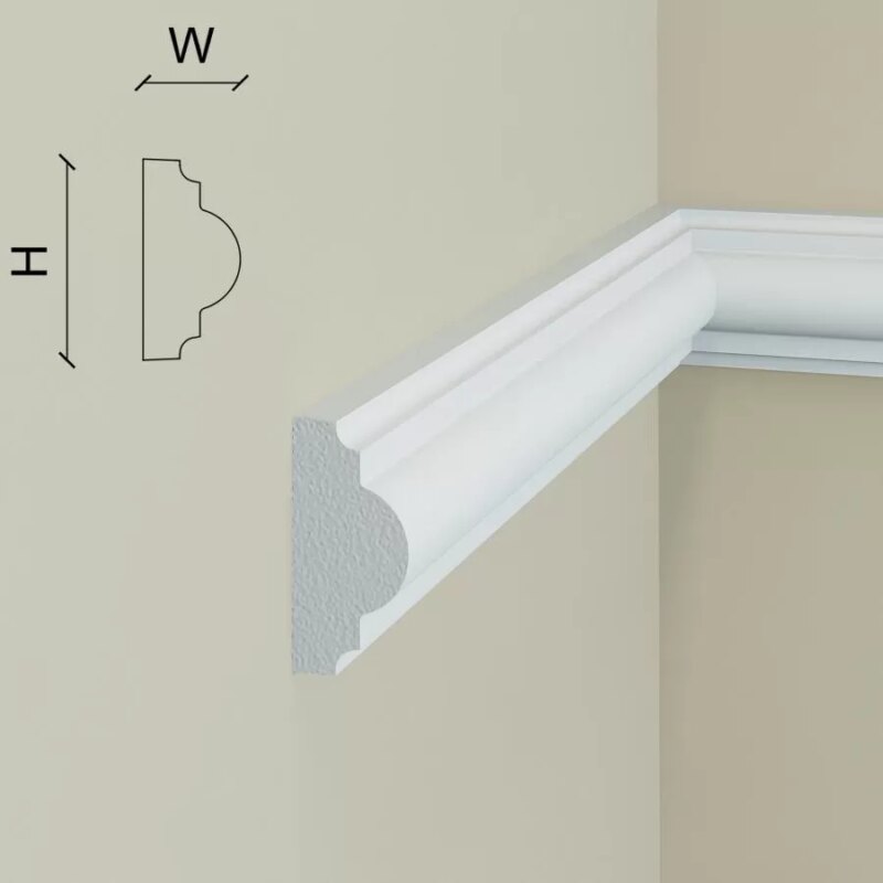 Brau alb decorativ Manavi B4 polimer, interior, 40x19x2000 mm - imagine 3