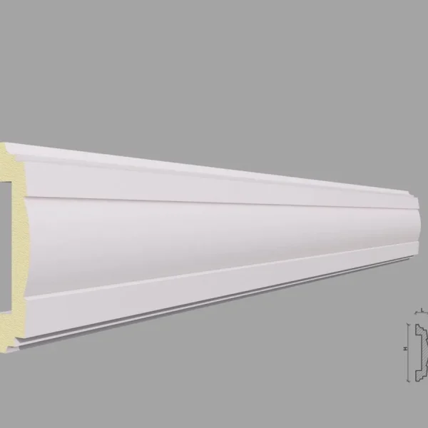 Brau decorativ din poliuretan BR15 16x70x2000 mm, alb
