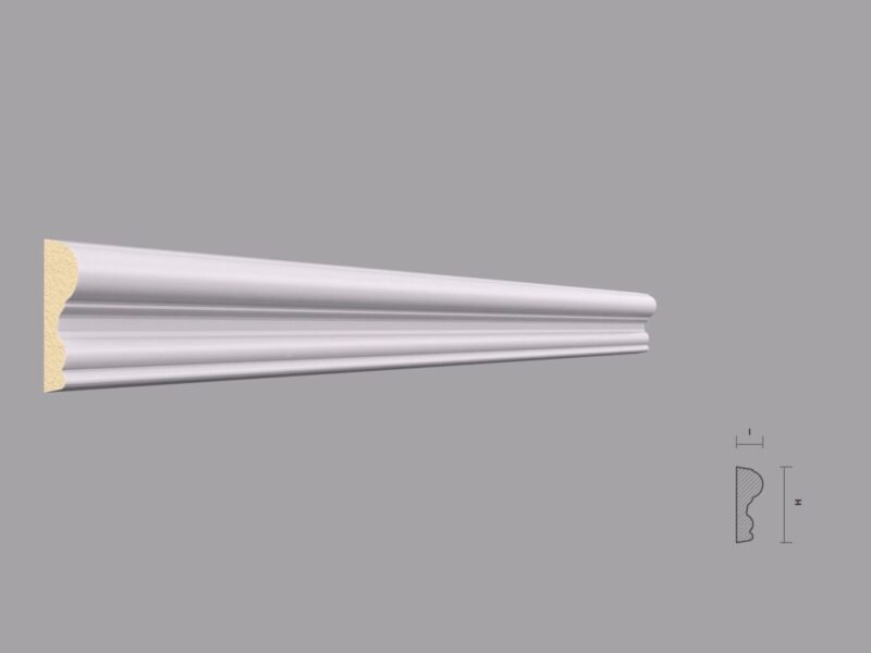 Brau decorativ poliuretan BR3, alb, 46x2000x16 mm
