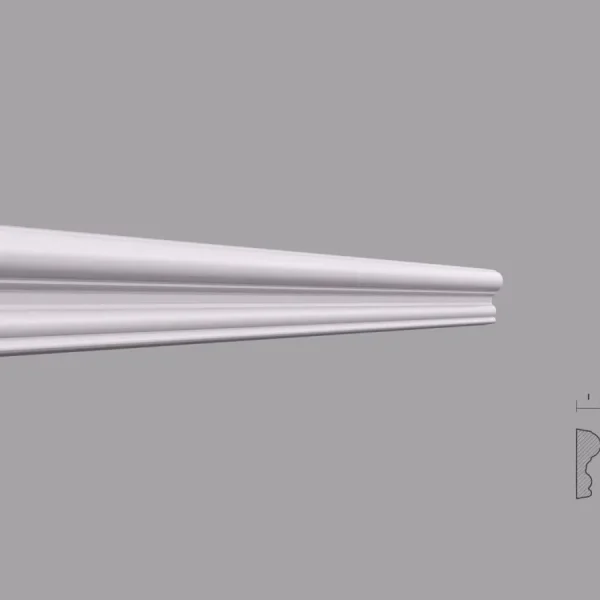 Brau decorativ poliuretan BR3, alb, 46x2000x16 mm