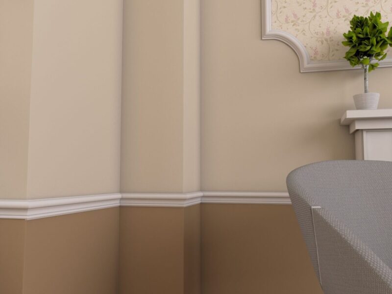 Brau decorativ poliuretan BR5, pereți interior, alb, 49x2000x20 mm
