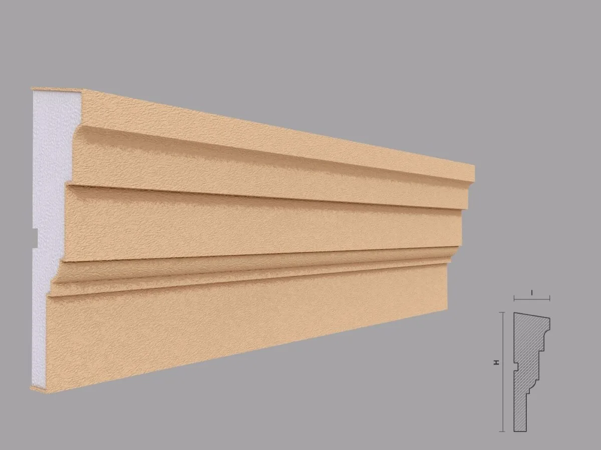 Brau decorativ fatada FP302, alb, 45x150x2000 mm