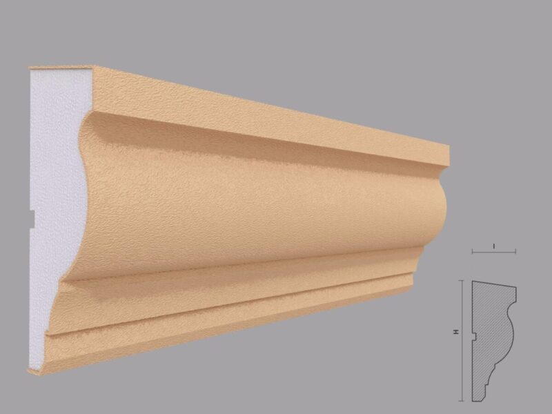 Brâu decorativ fatadă FP307, polistiren, alb, 60x160x2000 mm