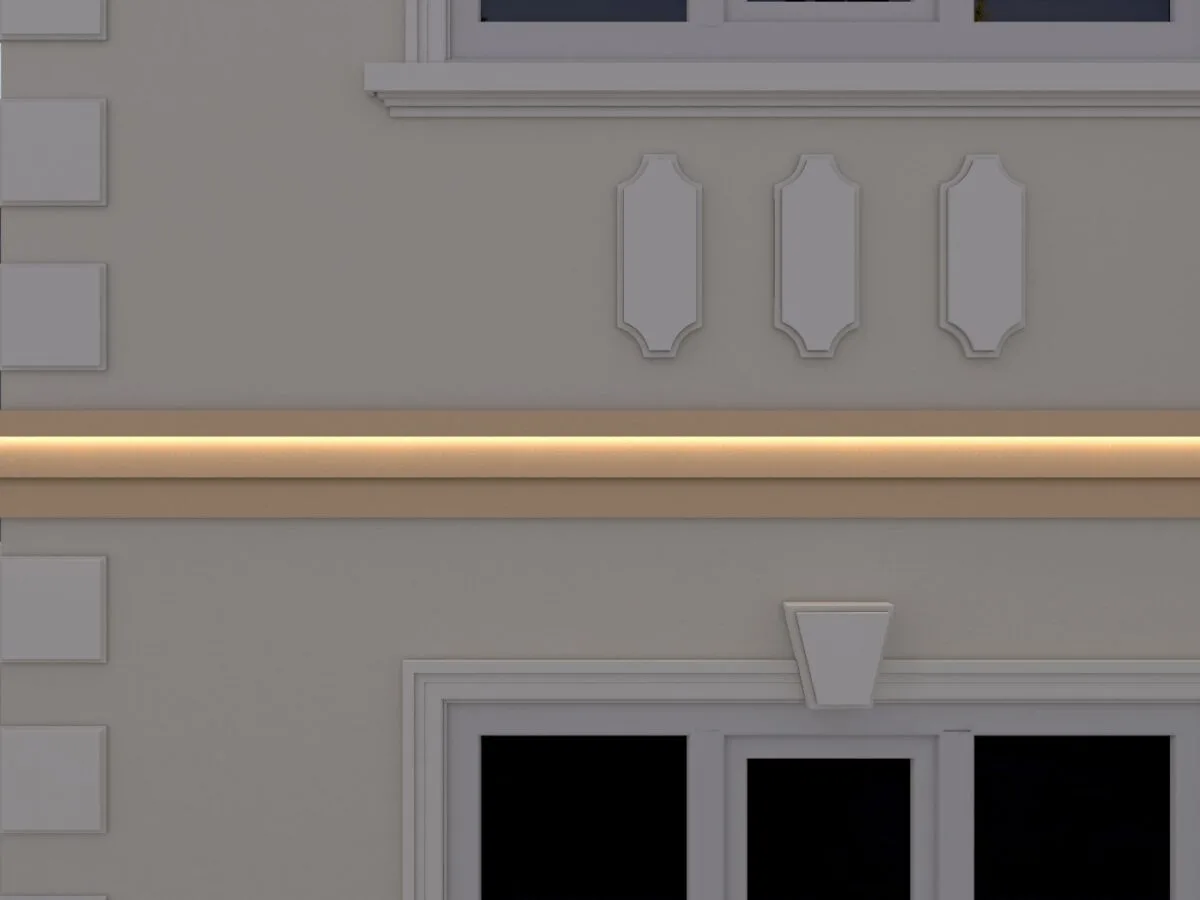 Brâu decorativ fațadă, exterior, polistiren, FP324, Fabrica Decor, 70x250x2000 mm