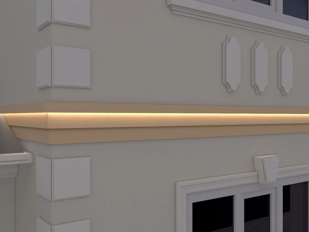 Brâu decorativ fațadă, exterior, polistiren, FP324, Fabrica Decor, 70x250x2000 mm