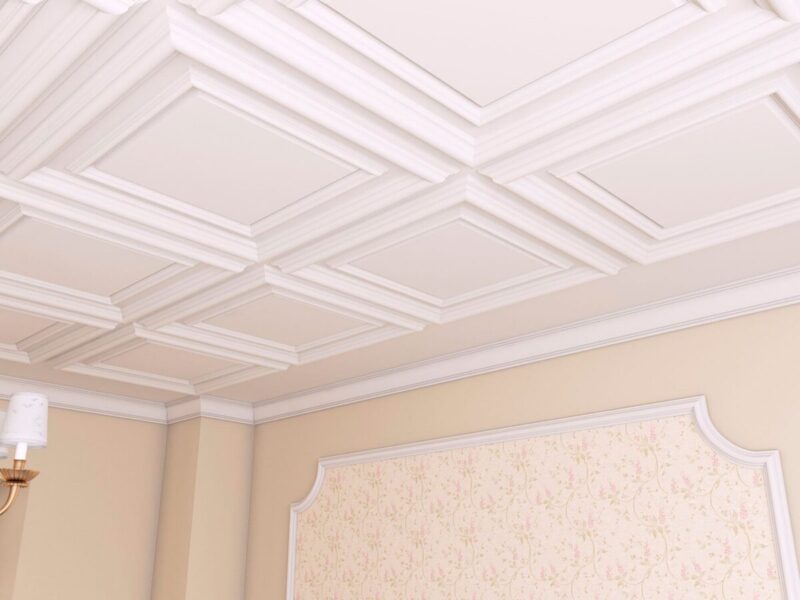 Caseta decorativa, poliuretan, model CST01, alba, 600x600 mm - imagine 3