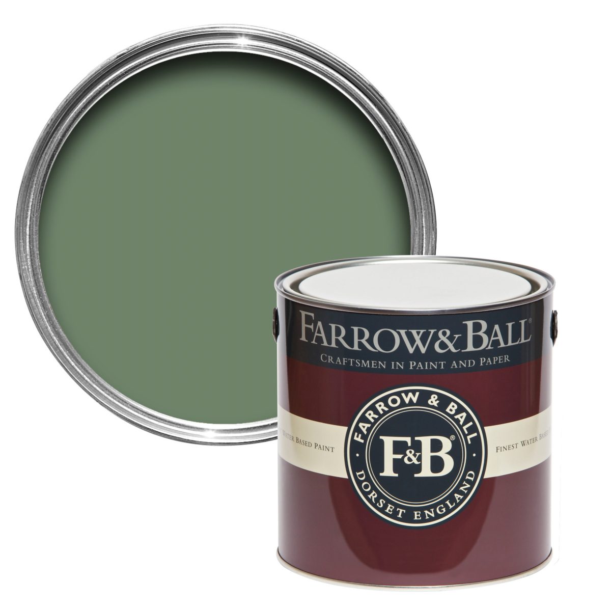 Vopsea verde mata 7 la suta luciu pentru interior Farrow and Ball Mostra Calke Green No. 34 100 ml