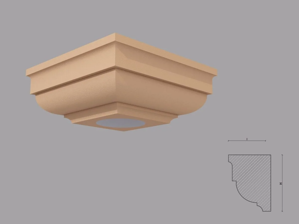 Capitel coloană decorativ FP901, alb clasic, exterior 188x610x830 mm