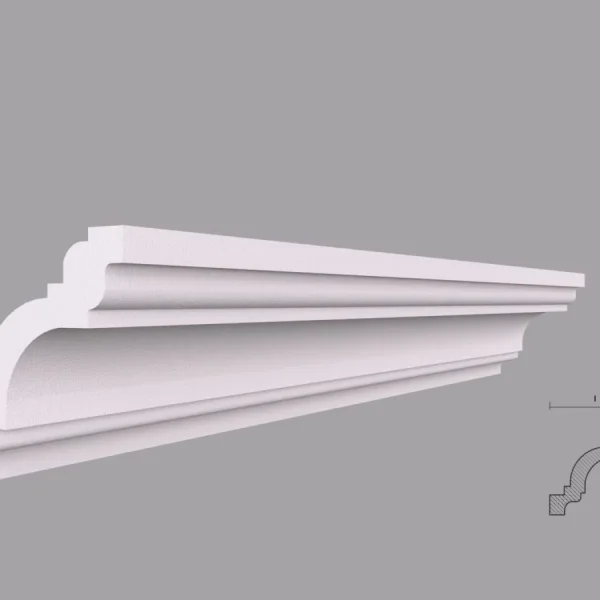 Cornisa decorativa tavan, moderna, alba, BC02, 80x80x2000 mm