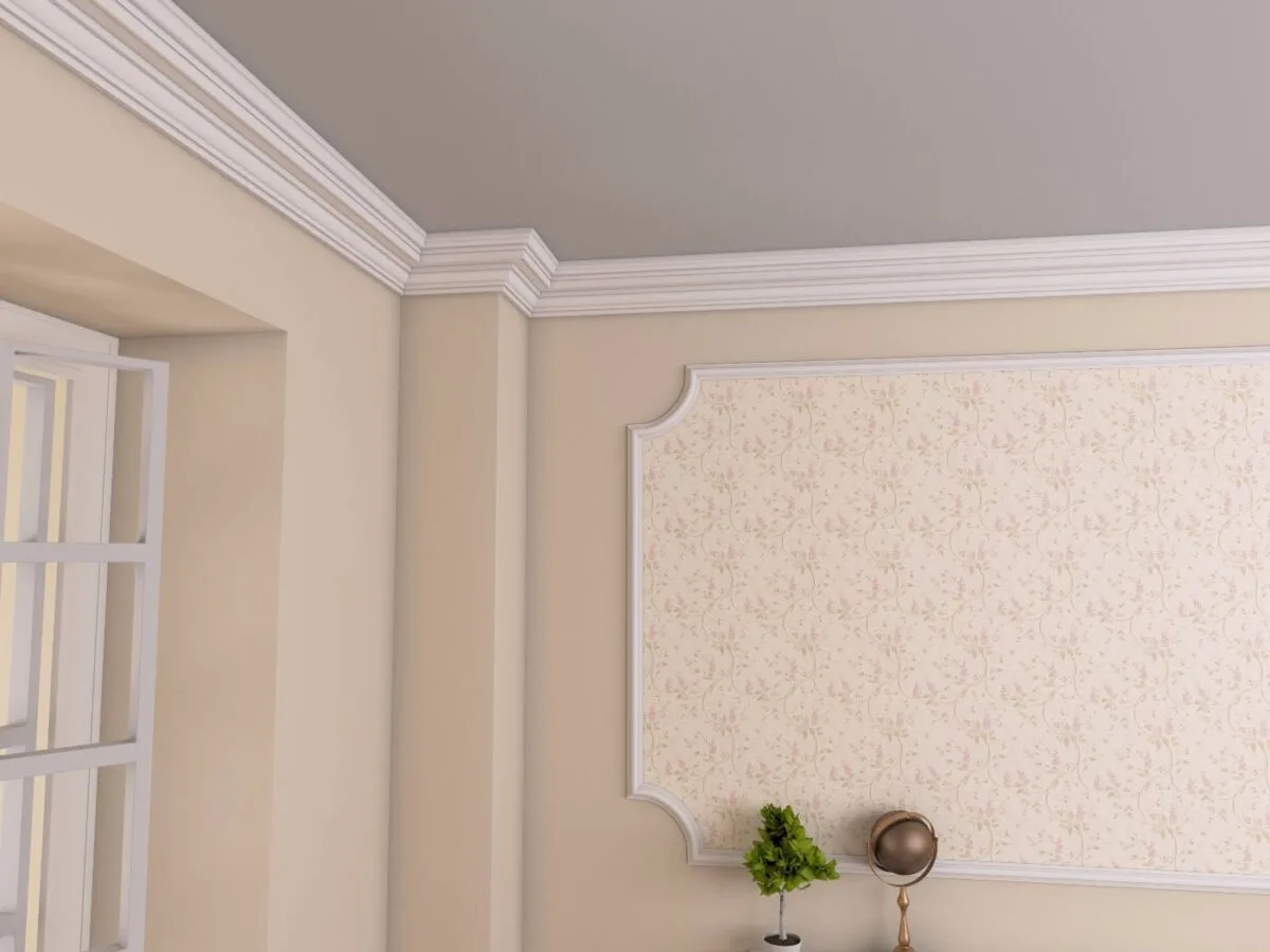 Cornisa decorativa tavan modern, BC12, alba, 110x115x2000 mm