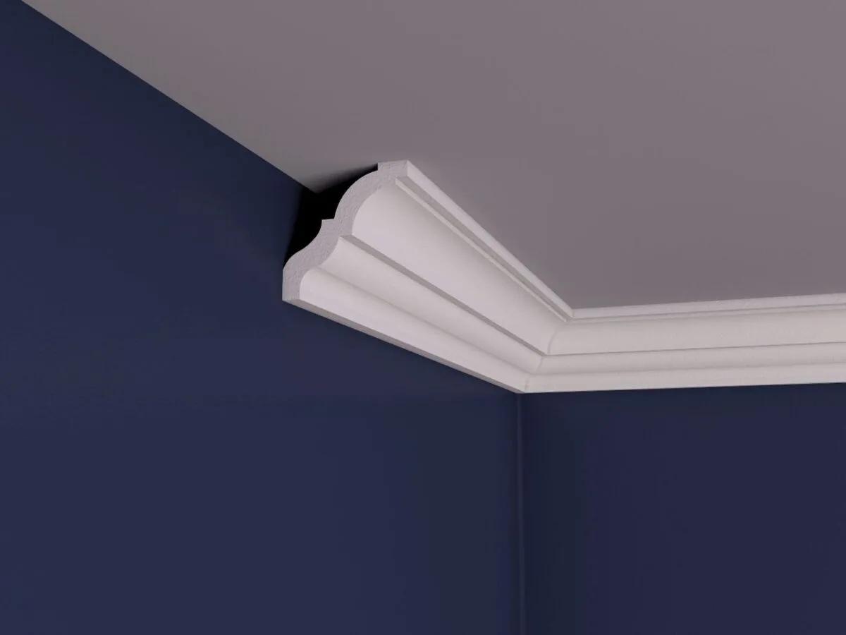 Cornisa masca galerie, decor interior, alba, polistiren extrudat, Fabrica de Profile, 70x70x2000 mm