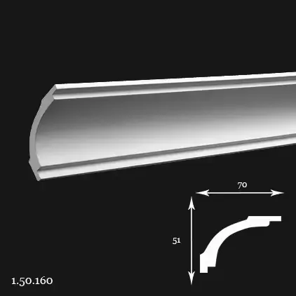 Cornisa poliuretan, alb, stil Gaudi, 51x70x2000 mm 1.50.160