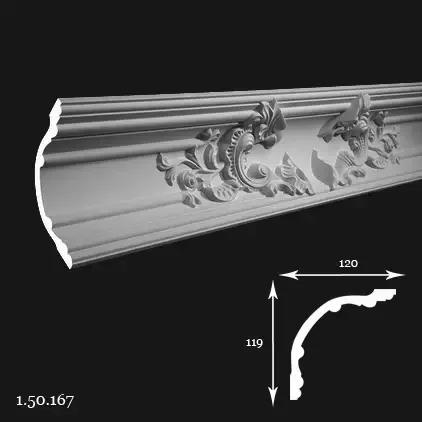 Cornisa Poliuretan Gaudi 1.50.167 119x120x2000 mm