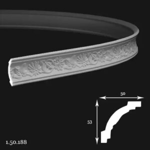 Cornișă decorativă poliuretan flexibil, model floral, Gaudi 1.50.188 53x50x2000 mm