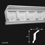 Cornișă tavan modernistă, model floral Gaudi, 205x112 mm 1.50.281