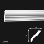 Cornisa poliuretan, alba, stil Gaudi, 58x53x2000 mm 1.50.288