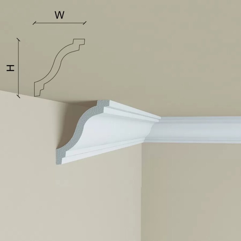 Cornisa alba decorativa, duropolimer, Manavi C6, 54x52x2000 mm - imagine 3