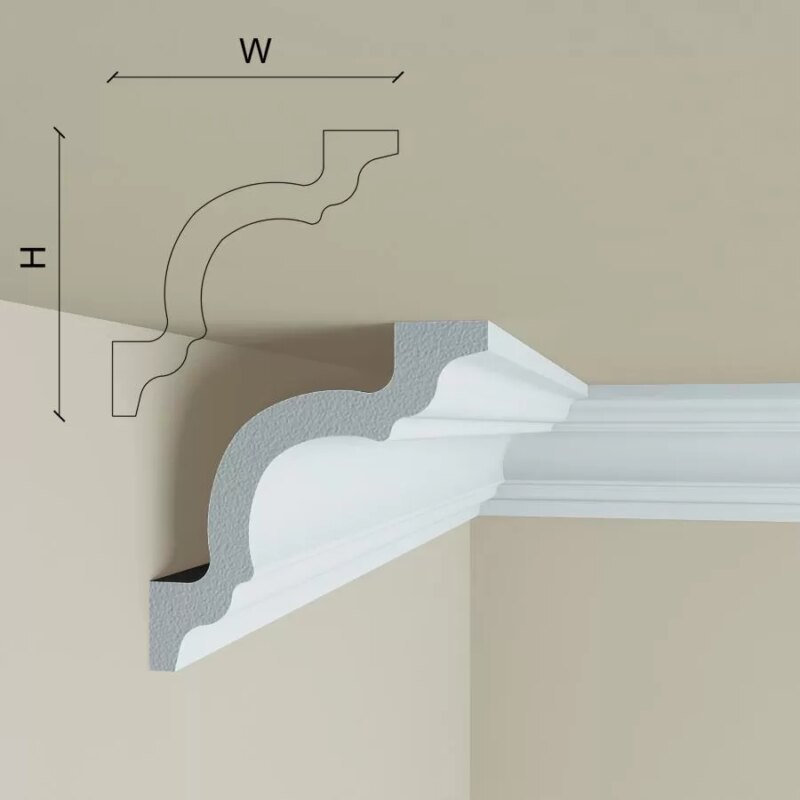 Cornisa decorativa tavan, alba, Manavi C8, 80x80x2000 mm - imagine 3