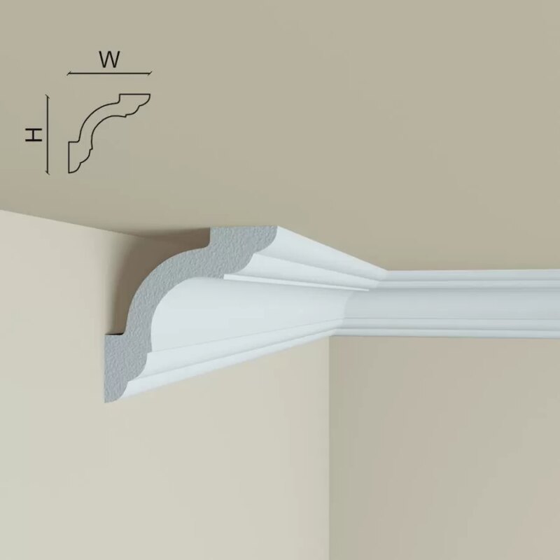 Cornisa decorativa, interior, alba, Manavi C9, 50x50x2000 mm