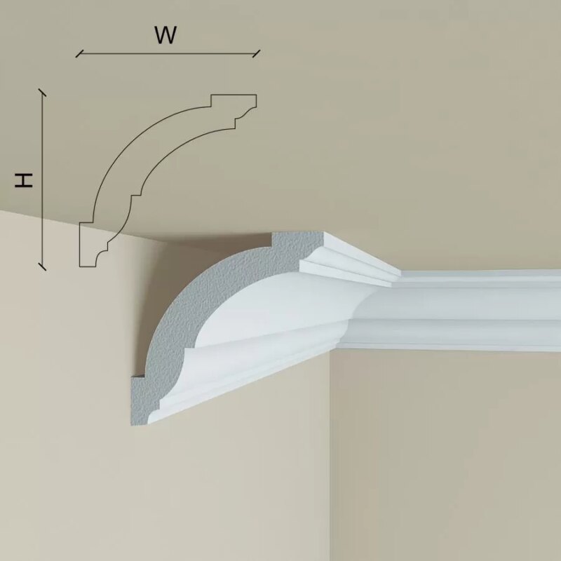 Cornisa de tavan alba, polimer rigid Manavi C7, 78x66x2000 mm - imagine 3