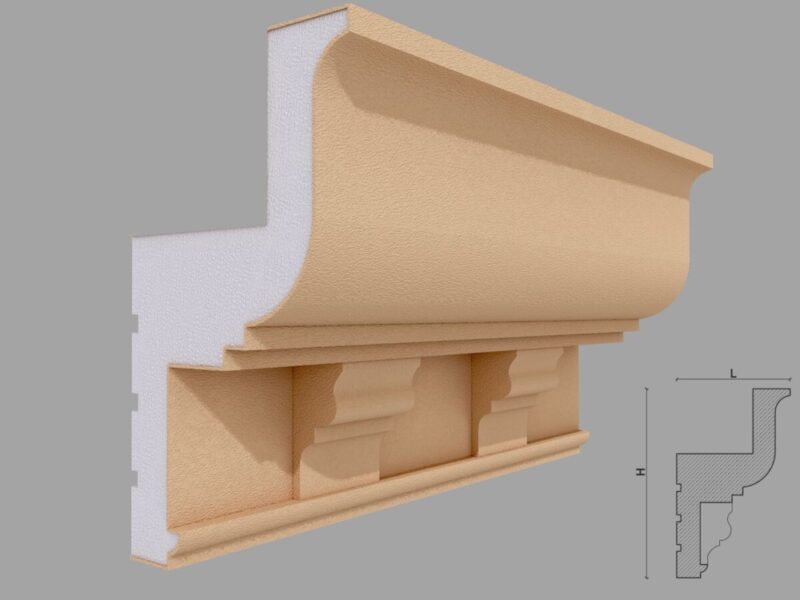 Cornisa decorativa de exterior FP429 150x250x2000 mm - imagine 2