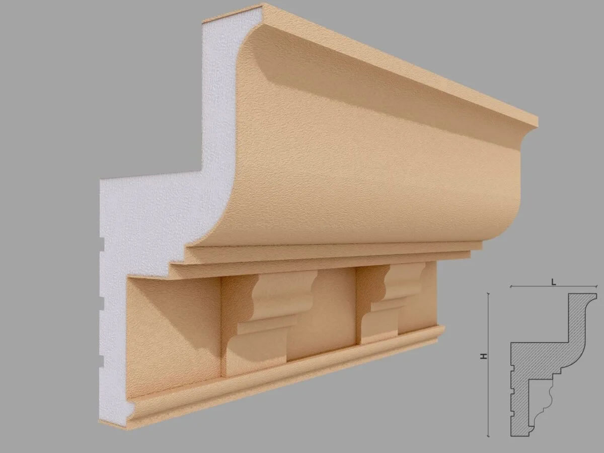 Cornisa decorativa de exterior FP429 150x250x2000 mm