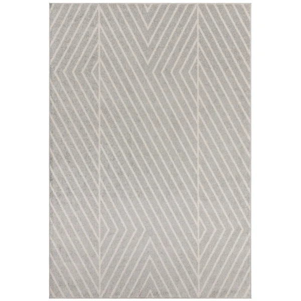 Covor gri modern, model geometric, Muse Grey Linear, 66x240 cm, Asiatic London