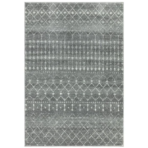Covor gri modern model geometric Nova Dark Grey 9 mm 80x150 cm NOVA080150NV34