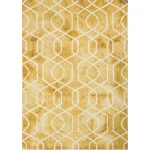 Covor living pufos auriu din vascoza lucrat manual modern model geometric Fresco Yellow 200x300cm