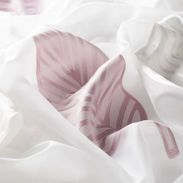 Draperii Clio, alb-roz, elegante, floral, Gardisette, 295 cm