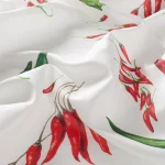 Draperii bucatarie alb rosu, poliester printat satin, Gardisette 135 cm