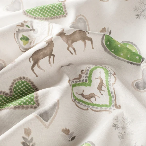 Draperii copii model grafic alb verde maro din poliester printat Fanni Gardisette latime material 135 cm